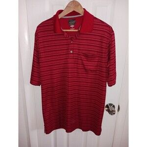Greg‎ Norman Play Dry Mens Golf Red Stripe Polo Shirt Short Sleeve Size Medium